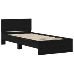 Berkfield Home Modern Bed Frame with Headboard Black Oak 90x200 cm Engineered Wood - thumbnail 3
