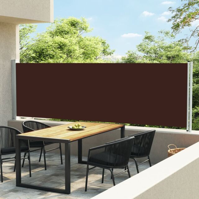 Berkfield Home Patio Retractable Side Awning 140x600 cm Brown - image 1