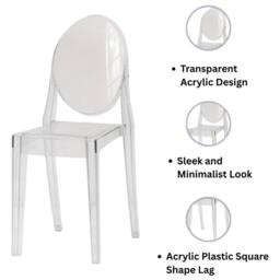 Nordara Clear Acrylic Ghost Dining Chair - Size: 100 cm - thumbnail 4