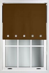 Furnished Blackout Fabric with Chrome Square Eyelets - Window Roller Blinds in Brown - Size: 210 cm width x 165 cm drop - thumbnail 1