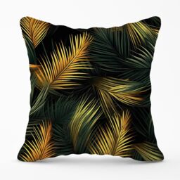 Warren Reed - Designer Golden Palm Leaves Outdoor Cushion in Green - Size: 60 cm x 60 cm - thumbnail 1