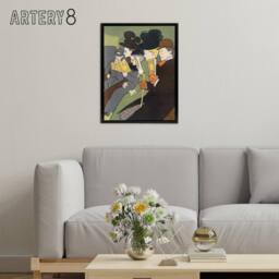"Artery8 People Reading Magazine on Train Framed Canvas Art Print E Penfield - Size: W12"" x H16""" - thumbnail 3