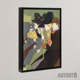 "Artery8 People Reading Magazine on Train Framed Canvas Art Print E Penfield - Size: W12"" x H16""" - thumbnail 2