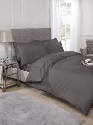 New Edge Blinds Percale Duvet Set in Grey - Size: Super King - image 1