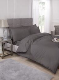 New Edge Blinds Percale Duvet Set in Grey - Size: Super King - thumbnail 1