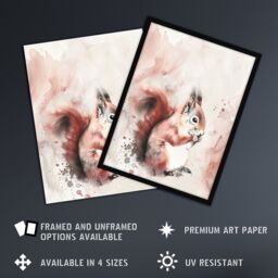 "Artery8 Red Squirrel Light Watercolour Portrait Soft Wall Art Print in Brown - Size: W24"" x H32""" - thumbnail 2