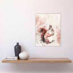 "Artery8 Red Squirrel Light Watercolour Portrait Soft Wall Art Print in Brown - Size: W24"" x H32""" - thumbnail 4