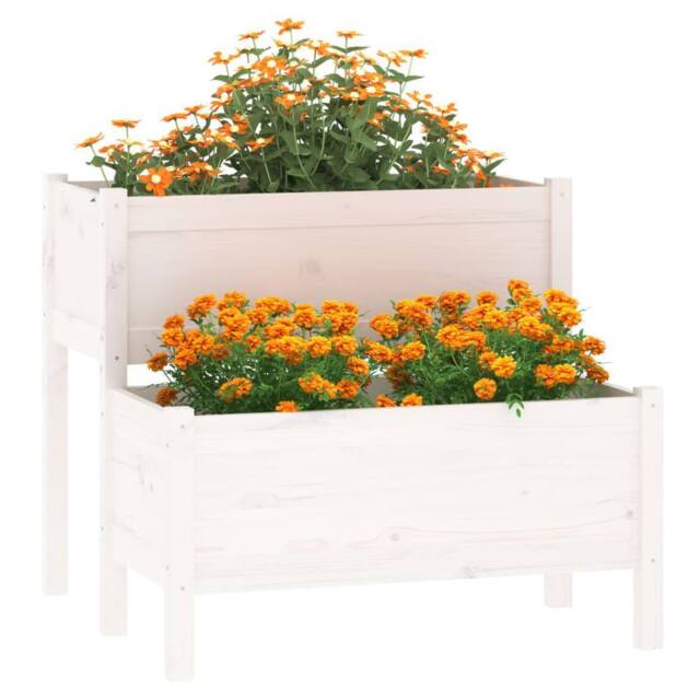 Berkfield Home Planter White 84.5x84x75 cm Solid Wood Pine - image 1