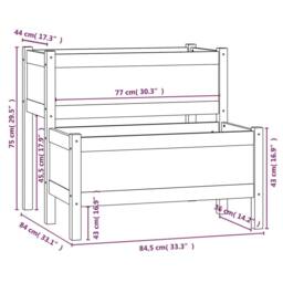 Berkfield Home Planter White 84.5x84x75 cm Solid Wood Pine - thumbnail 7