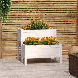 Berkfield Home Planter White 84.5x84x75 cm Solid Wood Pine - thumbnail 2
