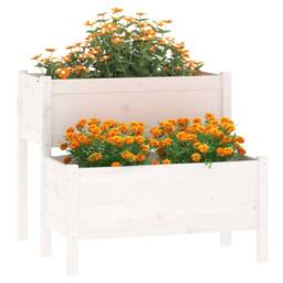 Berkfield Home Planter White 84.5x84x75 cm Solid Wood Pine - thumbnail 1