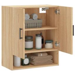 Berkfield Home Wall Cabinet Sonoma Oak 60x31x70 cm Engineered Wood in Light Brown - Size: 60 x 31 x 70 cm - thumbnail 4