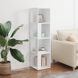 Berkfield Home Corner Cabinet White 33x33x132 cm Engineered Wood - Size: 33 x 33 x 132 cm - thumbnail 3