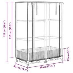 Berkfield Home Raised Bed with Greenhouse Cover Rattan Look 80x40x123 cm in Dark Grey - Size: 80 x 40 x 123 cm - thumbnail 9