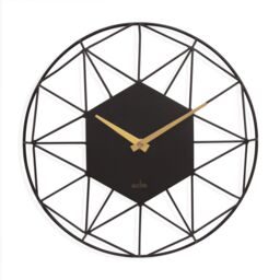 Acctim Alva Wall Clock Quartz Metal Geometric Wire Frame Open Dial 30cm in Black - thumbnail 1