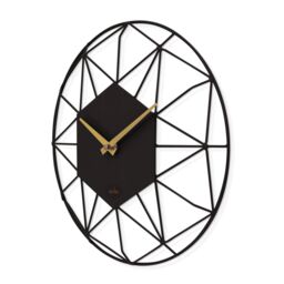 Acctim Alva Wall Clock Quartz Metal Geometric Wire Frame Open Dial 30cm in Black - thumbnail 2