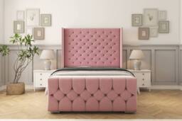 "Sloomy Luthor Plush Frame-Mattress - 50"" Upholstered Wingback Headboard in Pink - Size: Small Single" - thumbnail 1