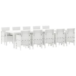 Berkfield Home 11 Piece Garden Dining Set with Cushions White Poly Rattan - thumbnail 1