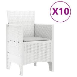 Berkfield Home 11 Piece Garden Dining Set with Cushions White Poly Rattan - thumbnail 5