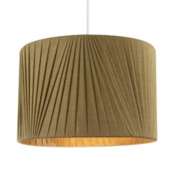 Happy Homewares Modern Olive Green Faux Silk Fabric Organza Tapered Drum Lamp Shade - Size: 12 inches - thumbnail 2