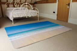 Benjamin Tate Design Nature Landscape View Of Beautiful Tropical Beach & Sea In Sunny Day Designer Rug in Natural - Size: Large - thumbnail 3