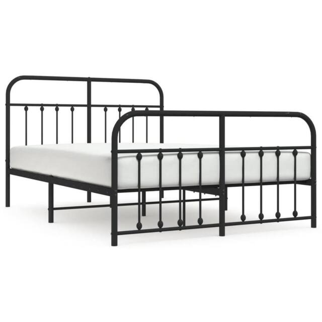 Berkfield Home Metal Bed Frame with Headboard & Footboard Black 140x200 cm - image 1