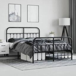 Berkfield Home Metal Bed Frame with Headboard & Footboard Black 140x200 cm - thumbnail 4