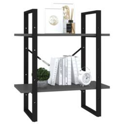 Berkfield Home Decorative 2-Tier Book Cabinet Grey 60x30x70 cm Engineered Wood - Size: 60 x 30 x 70 cm - thumbnail 4
