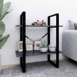 Berkfield Home Decorative 2-Tier Book Cabinet Grey 60x30x70 cm Engineered Wood - Size: 60 x 30 x 70 cm - thumbnail 2
