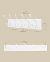 SONGMICS Wall-Mounted Coat Rack 5 Metal Tri-Hooks Pre-Assembled Entryway in White - thumbnail 2