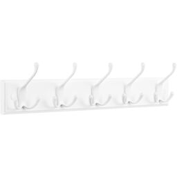 SONGMICS Wall-Mounted Coat Rack 5 Metal Tri-Hooks Pre-Assembled Entryway in White - thumbnail 6
