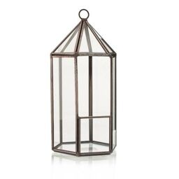 KDMD Glass Terrarium - Lantern Shape in Brown - thumbnail 1