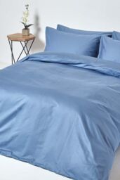 Homescapes Egyptian Cotton Flat Sheet 1000 Thread Count in Bright Blue - Size: Single Flat - thumbnail 4