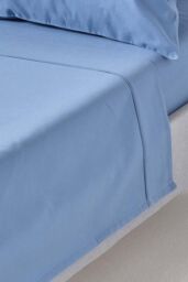 Homescapes Egyptian Cotton Flat Sheet 1000 Thread Count in Bright Blue - Size: Single Flat