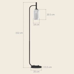 HOMCOM Modern Floor Lamp with Glass Lampshade, Foot Switch for Living Room in Gold - thumbnail 3