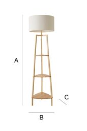 ValueLights Hiru 3 Tier Wooden Shelf Floor Lamp with Boucle Shade & Bulb in Cream - thumbnail 7
