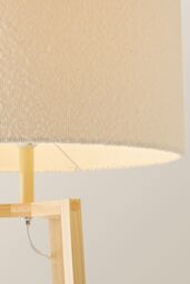 ValueLights Hiru 3 Tier Wooden Shelf Floor Lamp with Boucle Shade & Bulb in Cream - thumbnail 4