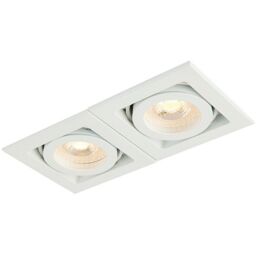 Loops Double Twin Square Adjustable Head Ceiling Spotlight White GU10 Box Downlight - thumbnail 4