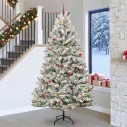 Berkfield Home Artificial Christmas Tree Green & White 270 cm PVC & Metal - thumbnail 1