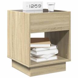 Berkfield Home Decorative Bedside Table with Infinity LED Sonoma Oak 40x40x50 cm in Brown - Size: 40 x 40 x 50 cm - thumbnail 5
