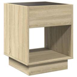 Berkfield Home Decorative Bedside Table with Infinity LED Sonoma Oak 40x40x50 cm in Brown - Size: 40 x 40 x 50 cm - thumbnail 8