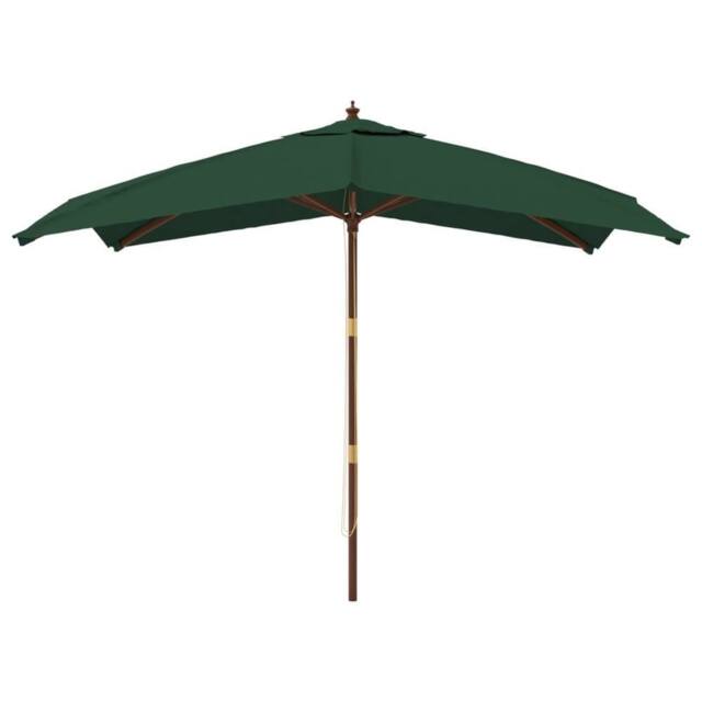 Berkfield Home Durable Garden Parasol with Wooden Pole Green 300x300x273 cm - Size: 300 x 300 x 273 cm - image 1