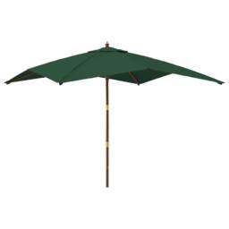 Berkfield Home Durable Garden Parasol with Wooden Pole Green 300x300x273 cm - Size: 300 x 300 x 273 cm - thumbnail 3