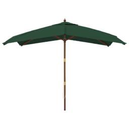 Berkfield Home Durable Garden Parasol with Wooden Pole Green 300x300x273 cm - Size: 300 x 300 x 273 cm - thumbnail 1