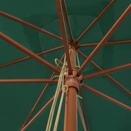 Berkfield Home Durable Garden Parasol with Wooden Pole Green 300x300x273 cm - Size: 300 x 300 x 273 cm - thumbnail 5