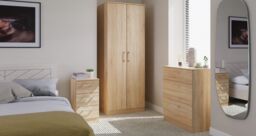 Swift Devon 3 Piece Bedroom Set (Wardrobe, Chest & Bedside) in Bardolino Oak - Ready Assembled in Light Oak