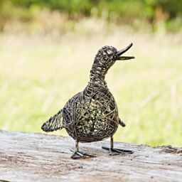 Paper High Janhvi the Small Quacking Duck Wire Garden Ornament in Bronze - thumbnail 2