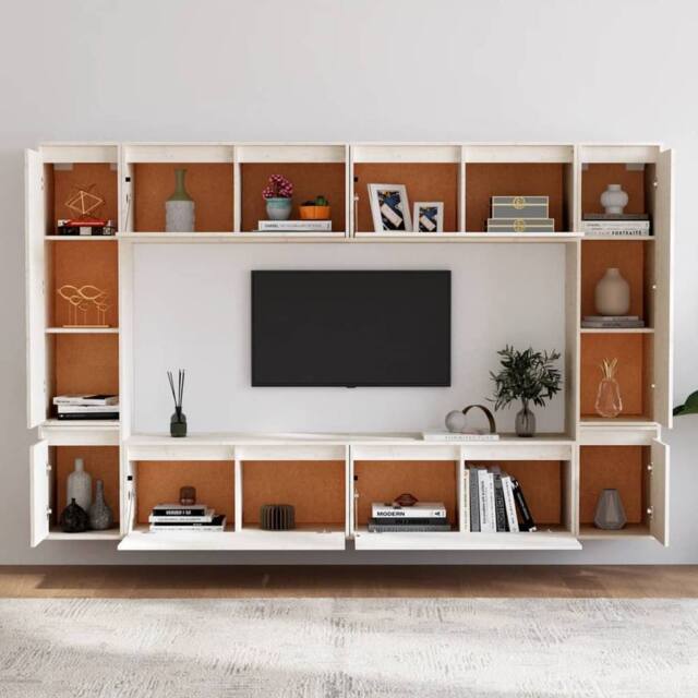 Berkfield Home TV Cabinets 8 pcs White Solid Wood Pine - image 1
