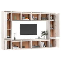 Berkfield Home TV Cabinets 8 pcs White Solid Wood Pine - thumbnail 4