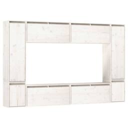 Berkfield Home TV Cabinets 8 pcs White Solid Wood Pine - thumbnail 3